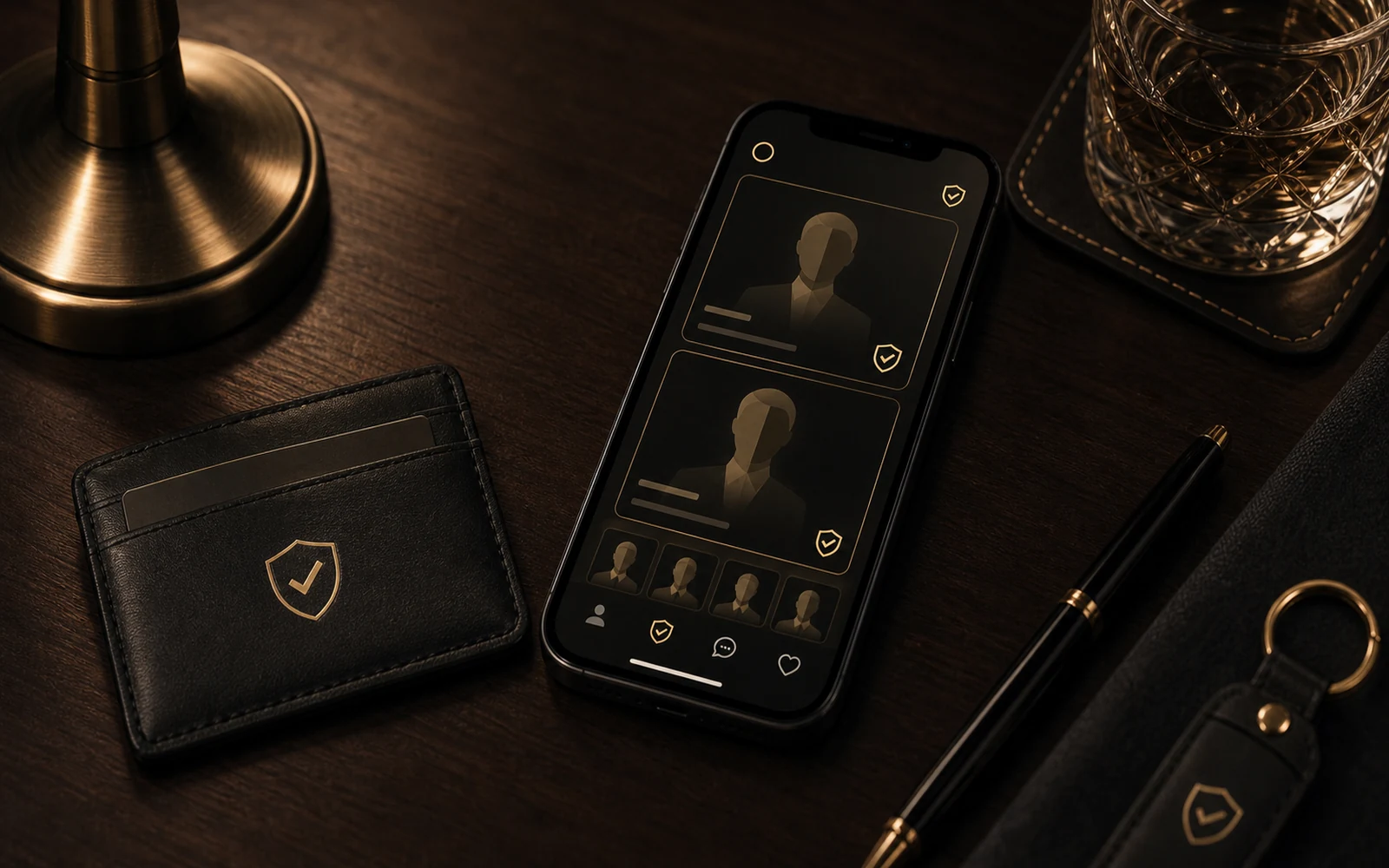 Web app privada abierta en un teléfono elegante
